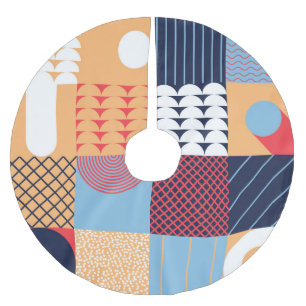 Jupon De Sapin En Polyester Brossé OEuvre carré Abstraite : conception géométrique.