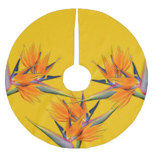 Jupon De Sapin En Polyester Brossé Oiseau de Paradis Fleurs Orange Tree Jupe