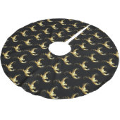 Jupon De Sapin En Polyester Brossé Oiseau doré sur fond noir (Angle)