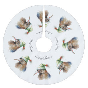 Jupon De Sapin En Polyester Brossé Oiseau Kiwi mignon en Casquette elfe de Noël, cout