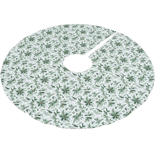 Jupon De Sapin En Polyester Brossé Oiseaux et Boughs Motif de vacances (Angle)