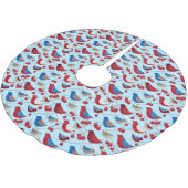 Jupon De Sapin En Polyester Brossé Oiseaux et pommes d'hiver (Angle)