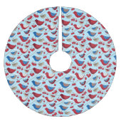 Jupon De Sapin En Polyester Brossé Oiseaux et pommes d'hiver (Devant)