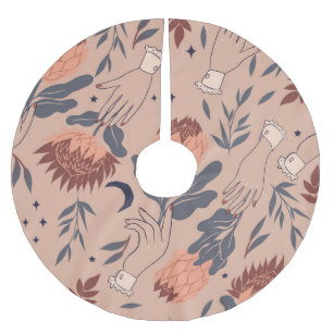 Jupon De Sapin En Polyester Brossé Oiseaux et Proteas : Graphiques à main Vintage