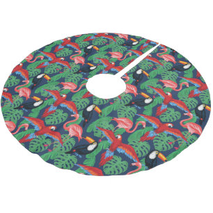 Jupon De Sapin En Polyester Brossé Oiseaux Tropicaux Aux Couleurs Lumineuses