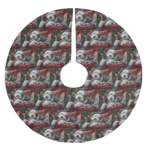 Jupon De Sapin En Polyester Brossé Old English Sheepdog Festive de Noël