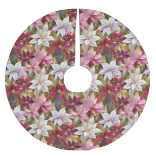 Jupon De Sapin En Polyester Brossé Or Bourgogne Bronze Rose Rouge Blanc Poinsettia