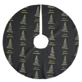 Jupon De Sapin En Polyester Brossé Or brillant sapin de Noël noir (Devant)