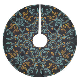 Jupon De Sapin En Polyester Brossé Or et bleu : Vintage ornemental