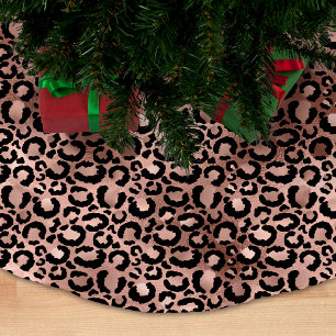 Jupon De Sapin En Polyester Brossé Or rose et taches de léopard noir