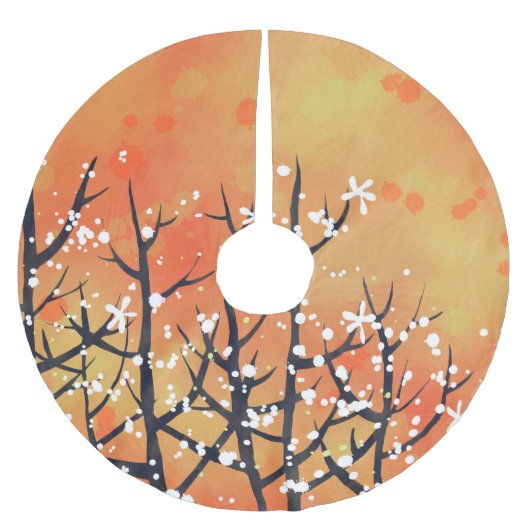 Jupon De Sapin En Polyester Brossé Orange Floral Abstrait (Devant)