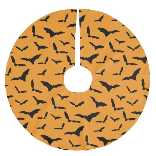 Jupon De Sapin En Polyester Brossé Orange Halloween chauves-souris Éffrayantes à moti (Devant)