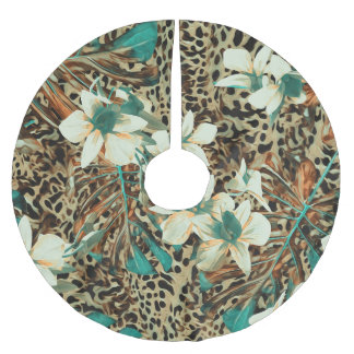 Jupon De Sapin En Polyester Brossé Orchidées Floral Aquarelle Illustration sans joint