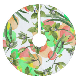 Jupon De Sapin En Polyester Brossé Orchidées vertes : aquarelle florale sans soudure.
