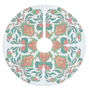 Jupon De Sapin En Polyester Brossé Oriental Floral Vintage Design
