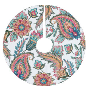 Jupon De Sapin En Polyester Brossé Oriental Paisley : Vintage Floral sans joint