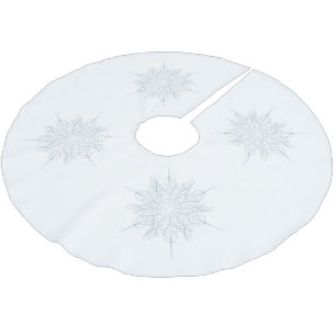 Jupon De Sapin En Polyester Brossé Ornat Elegant Ice Blue Snowflake Noël