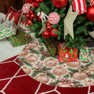 Jupon De Sapin En Polyester Brossé Ornement de Noël en rose poudré et or Sprig de pin