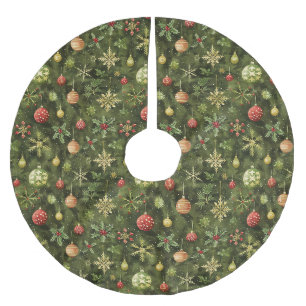 Jupon De Sapin En Polyester Brossé Ornement de sapin de Noël à l'aquarelle