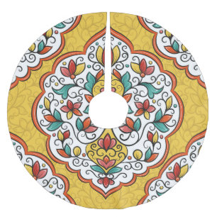 Jupon De Sapin En Polyester Brossé Ornement floral : Motifs indiens turcs.