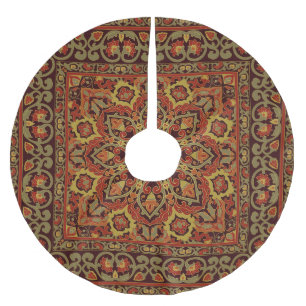 Jupon De Sapin En Polyester Brossé Ornement floral oriental avec motif de cadre