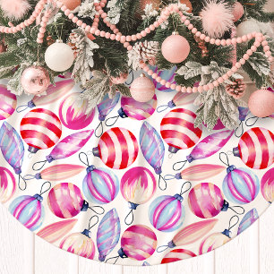 Jupon De Sapin En Polyester Brossé Ornements aquarelle festifs de Noël