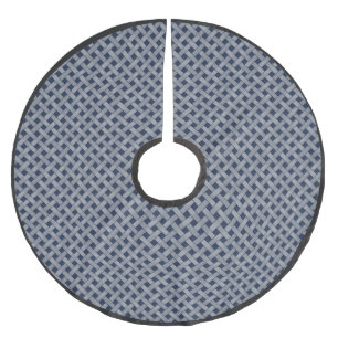Jupon De Sapin En Polyester Brossé Osier argenté tissé rustique sur bleu-foncé fait