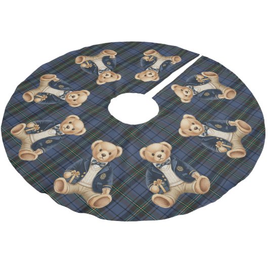 Jupon De Sapin En Polyester Brossé Ours en Teddy à carreaux Prépa Luxe (Angle)