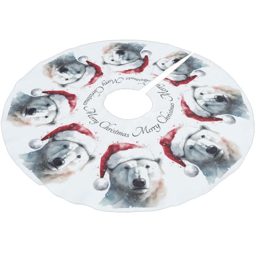 Jupon De Sapin En Polyester Brossé Ours polaire de Noël, personnalisable (Angle)