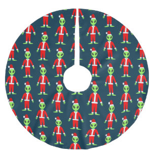 Jupon De Sapin En Polyester Brossé OVNI Ho Père alien de Noël Motif