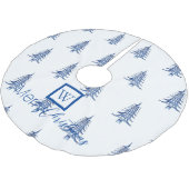 Jupon De Sapin En Polyester Brossé Pagode Bleue Arbre de Noël Motif monogramme (Angle)