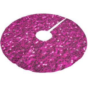 Jupon De Sapin En Polyester Brossé Pailletés rose chaud faux brillant