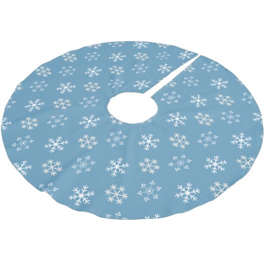 Jupon De Sapin En Polyester Brossé Paillette d'arbre bleu Snowflake (Angle)