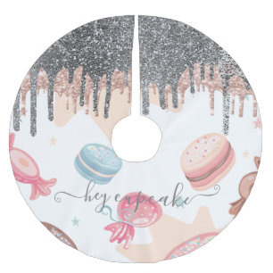 Jupon De Sapin En Polyester Brossé Paillettes d'argent modernes sucreries gouttes