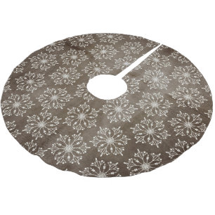 Jupon De Sapin En Polyester Brossé Paillettes de neige sur jupe Brown de vacances au