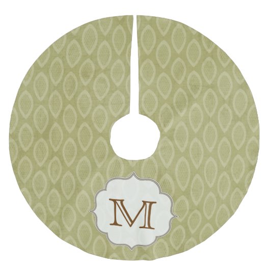 Jupon De Sapin En Polyester Brossé Paillettes Motif Feuille verte Monogramme Paillett (Devant)