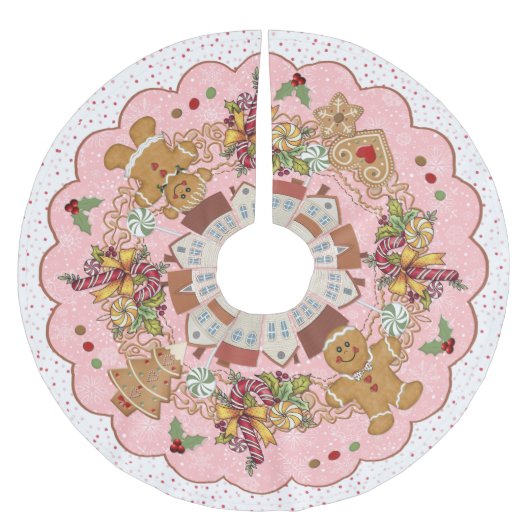 Jupon De Sapin En Polyester Brossé Pain d'épice rose modèle (Devant)