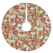 Jupon De Sapin En Polyester Brossé Pain d'épices Animaux Jupe d'arbre de Noël (Devant)