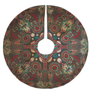 Jupon De Sapin En Polyester Brossé Paisley Bandanna Grunge Floral Traditionnel
