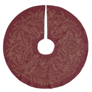 Jupon De Sapin En Polyester Brossé Paisley Christmas Wreath Burgundy & Crème