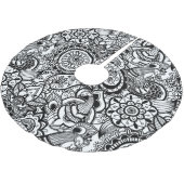 Jupon De Sapin En Polyester Brossé Paisley floral noir (Angle)