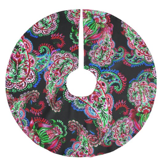 Jupon De Sapin En Polyester Brossé Paisley Floral Pattern, Ethnic Arrière - plan. (Devant)
