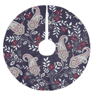 Jupon De Sapin En Polyester Brossé Paisley indien traditionnel, motif sans soudure.