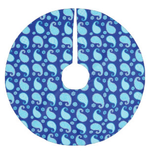 Jupon De Sapin En Polyester Brossé Paisley motif, bleu ciel et cobalt