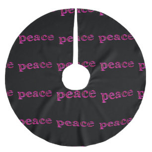 Jupon De Sapin En Polyester Brossé paix rose sur noir