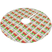 Jupon De Sapin En Polyester Brossé Paix sur Terre Noël Rouge Poinsettia Fleur (Angle)