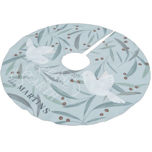 Jupon De Sapin En Polyester Brossé Paix sur Terre White Dove Bleu clair