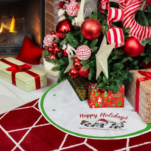 Jupon De Sapin En Polyester Brossé Pandas de Noël personnalisés