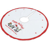 Jupon De Sapin En Polyester Brossé Pandas de Noël personnalisés (Angle)