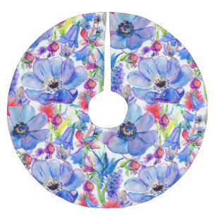 Jupon De Sapin En Polyester Brossé Papier peint Aquarelle Fleurs Sauvages